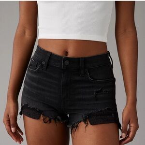 American Eagle Black Distressed Denim Shorts